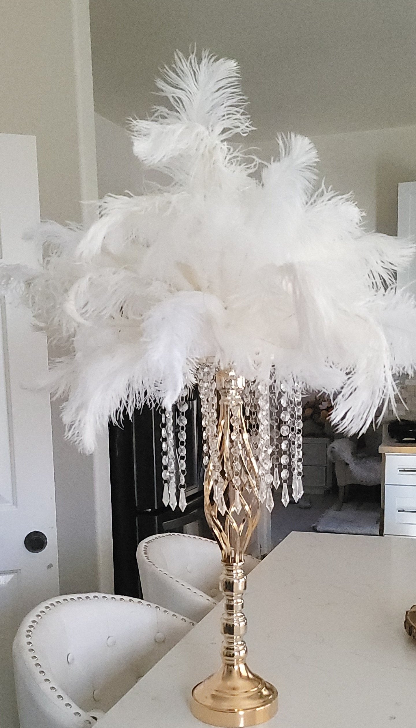 White feather centerpiece rental